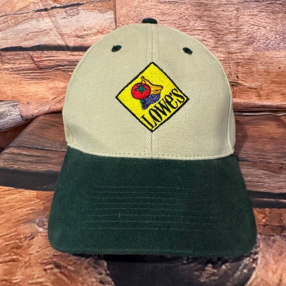 Otto Hat Baseball Cap Men's One Size Adjustable Lowe's Logo Beige Green Cotton